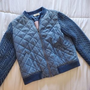 Anthropologie chambray quilted bomber